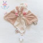 Doudou Plat Lapin Oscarine Beige Blanc Rose Noukie S