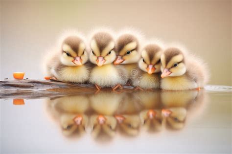 Ducklings Huddled Together On Cool Morning Stock Image Image Of