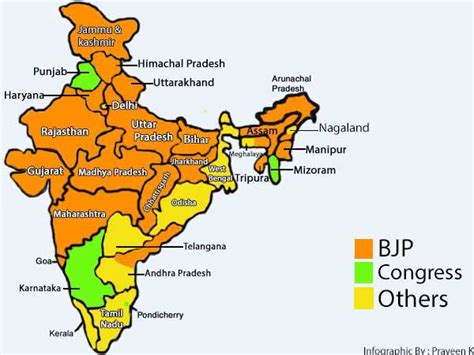 Infographic States Ruled By The Bjp In 2018 Oneindia News