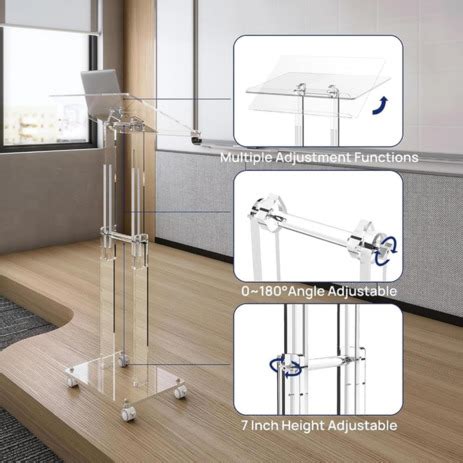 Acrylic Podium Top Pulpit Plexiglass Church Small Standing Desk