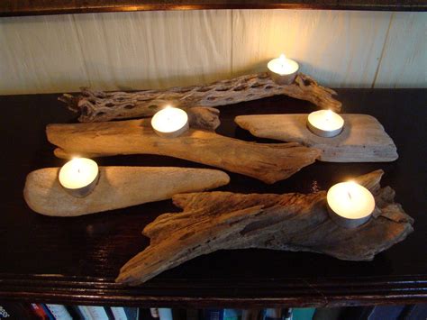 Driftwood Tea Candle Holder Set Of By Thegoawaywoodshop On Etsy