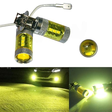 2pcs Set 12 24V H3 80W 16 SMD LED Car Fog Light Bulb Yellow High Power