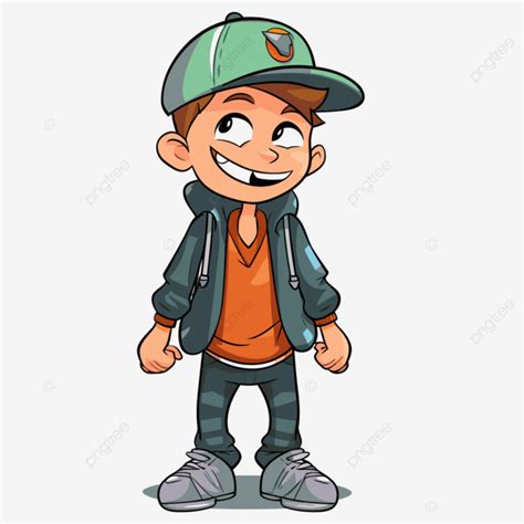 Impresionante Clipart Chico Lleva Una Gorra De Dibujos Animados Vector