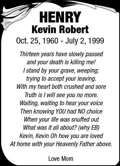 Kevin Robert Henry Obituary Woodstock Sentinel Review