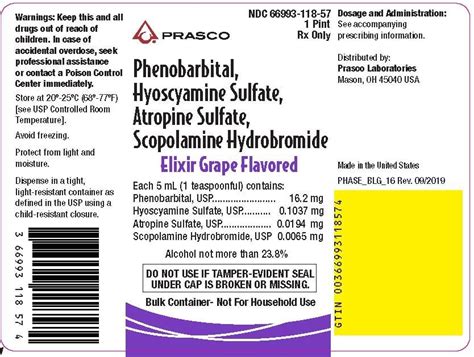 Phenobarbital Hyoscyamine Sulfate Atropine Sulfate And Scopolamine Hydrobromide Elixir Fda