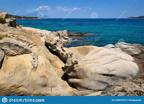 Beautiful Seascape With Stones And Translucent Blue Water Stock Photo