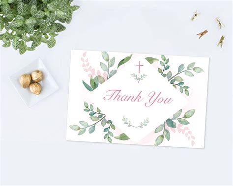 Printable Greenery Thank You Card Instant Download Printable Etsy