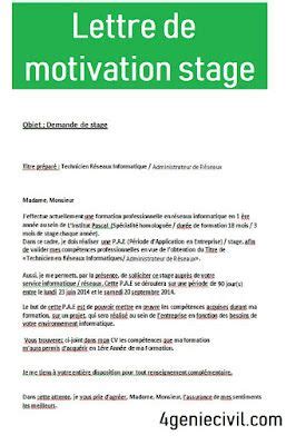 A Green And White Cover With The Words Lettre De Motivation Stage