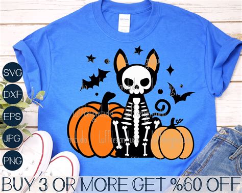 Kids Halloween Svg Skeleton Cat Svg Black Halloween Cat Sv Inspire