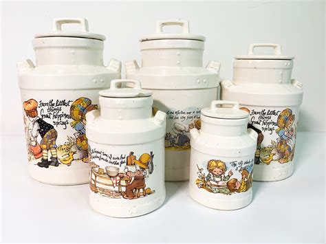 Mccoy 5 Pc Canister Set Vintage Ceramic Kitchen Storage Farm Theme W