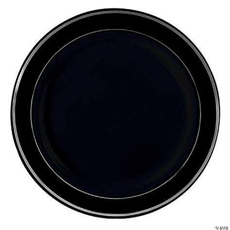 7 5 Black With Silver Edge Rim Plastic Appetizer Salad Plates 100