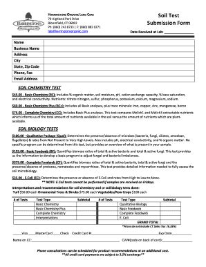 Fillable Online Soil Test Submission Form Harrington S Organic Land