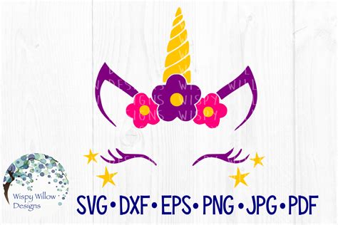 Unicorn Face With Flowers Svg Cut File 109640 Svgs Design Bundles