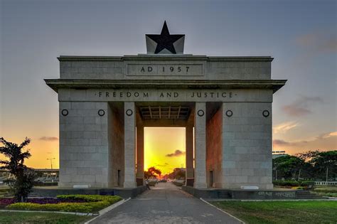 The Independence Arch of Independence Square of Accra, Ghana at sunset ...