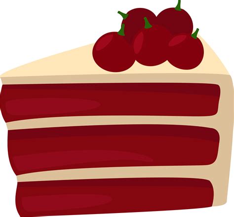 One Slice Of Red Velvet Cake Illustration Vector On A White