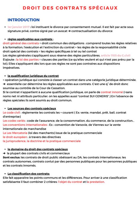 Fiches droit des contrats spéciaux D R O I T D E S C O N T R A T S S