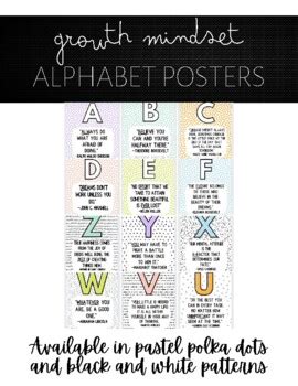 Growth Mindset Alphabet Posters Bulletin Board Classroom Decor ABCs