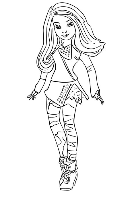 Free Printable Mal Descendants Cute Coloring Page for Adults and Kids - Lystok.com