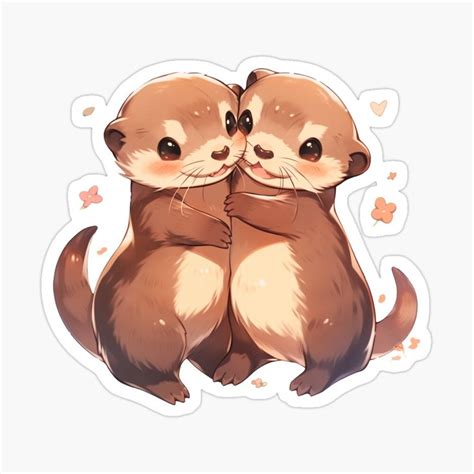 Cute Kawaii Happy Otters In Love By CozyKawaiiArt Redbubble In 2024