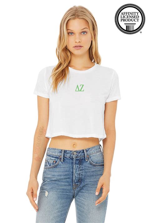 Delta Zeta Crop Top Embroidered Greek Letters Sorority Baby Tee Shirt