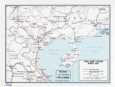 Large detailed China - Viet-Nam boundary map - 1965 | Vietnam | Asia | Mapsland | Maps of the World