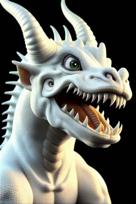 Realistic Chinese White Dragon Big Eyes Nose Nost Openart