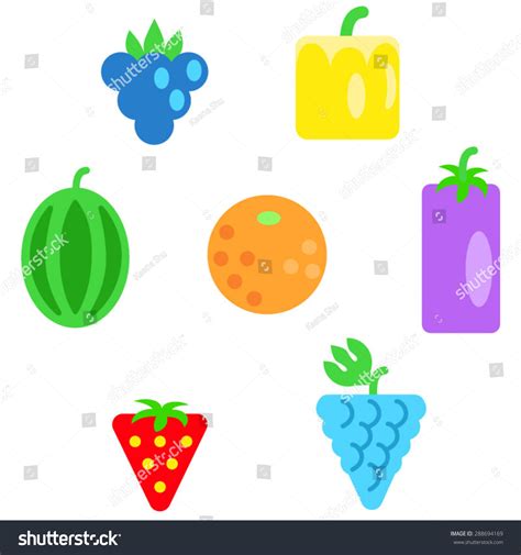 Different Types Fruits Simple Shapes Colors 库存矢量图（免版税）288694169