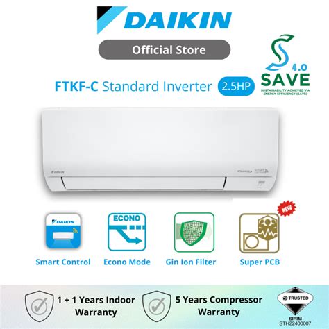 DAIKIN Standard Inverter Air Conditioner FTKF R32 2 5HP FTKF71C