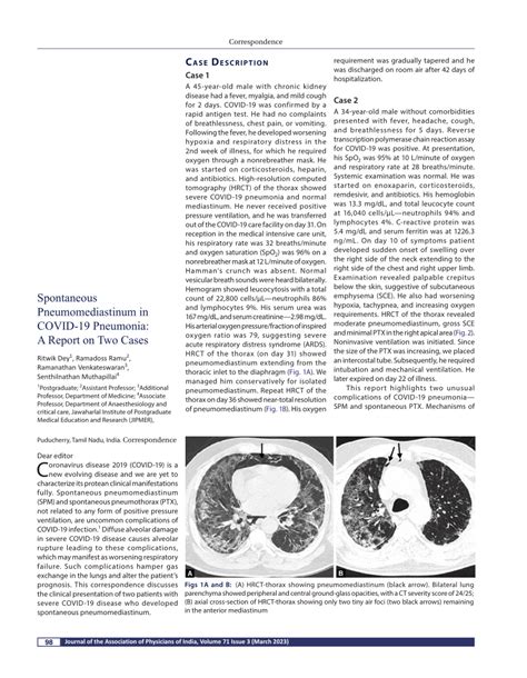 (PDF) Spontaneous Pneumomediastinum in COVID-19 Pneumonia: A Report on ...