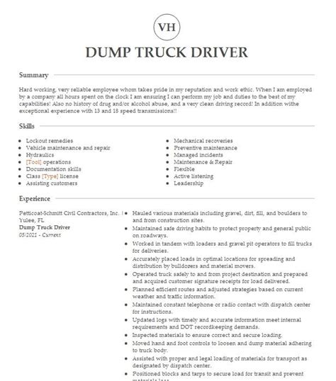 Truck Driver Job Description Sample