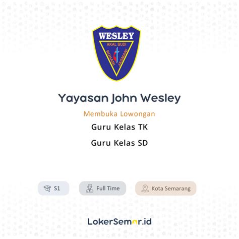 Lowongan Kerja Guru Kelas Tk Guru Kelas Sd Di Yayasan John Wesley