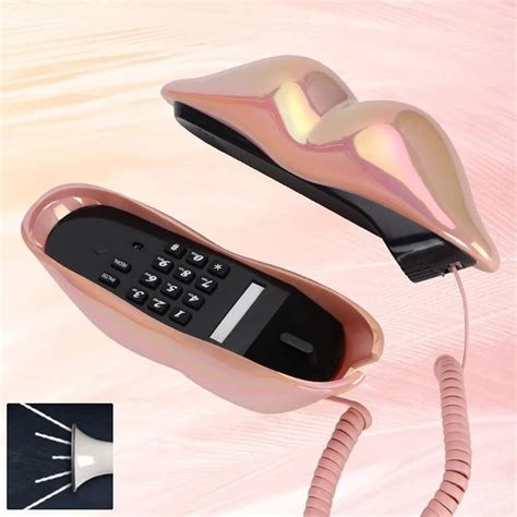 Pink Mouth Telephone Wired Landline Telephone Novelty Sexy Lip