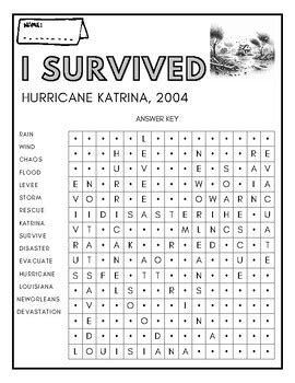 I Survived Hurricane Katrina Book Word Search By Happy Hoodlets Tpt