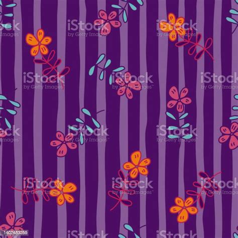 Simple Outline Flower Seamless Pattern Floral Wallpaper Stock