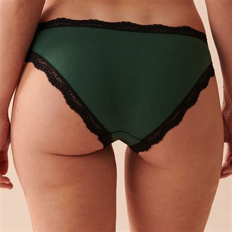 Buy La Vie En Rose Modal And Lace Trim Bikini Panty Green Online