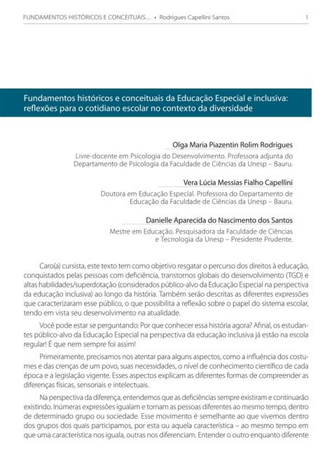 PDF Fundamentos históricos e conceituais da Educação Especial PDF