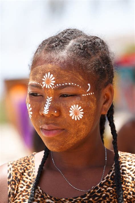 Native Malagasy Sakalava Ethnic Girls Beauties With Decorated Face