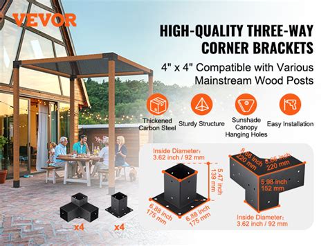 Vevor Kit Supports De Pergola X Po X Cm Support De Poteau Bois De