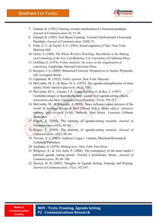 Agenda Setting Framing Research Paper Analysis PDF