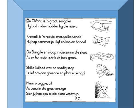 Lewensvaardighede Graad 2 Gedig Diere Wced Eportal