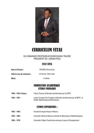 Curriculum Vitae Dioncounda Traore PDF