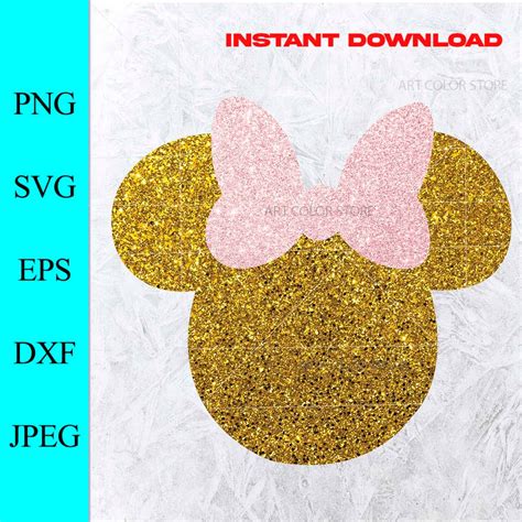 Minnie Mouse Svg Png Minnie Gold Glitter Cabeza De Minnie Cricut Cut