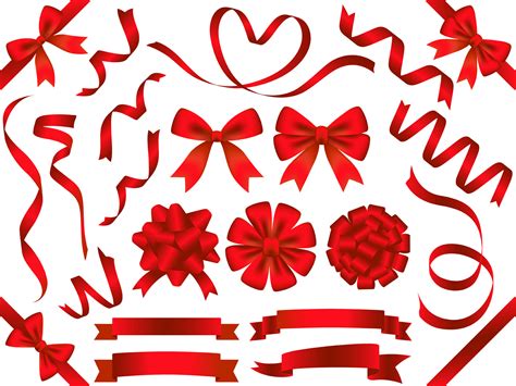 Set of assorted red ribbons isolated on white background. 424813 Vector ...