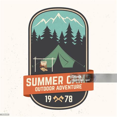 Summer Camp Patch Vector Illustration Concept For Shirt Or Symbol Print