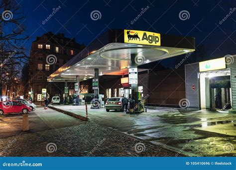 AGIP Gas Petrol Station at Night Editorial Photo - Image of expense ...