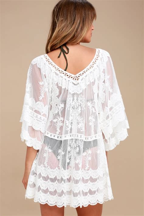 Boho Cover Up Sheer Cover Up White Lace Cover Up