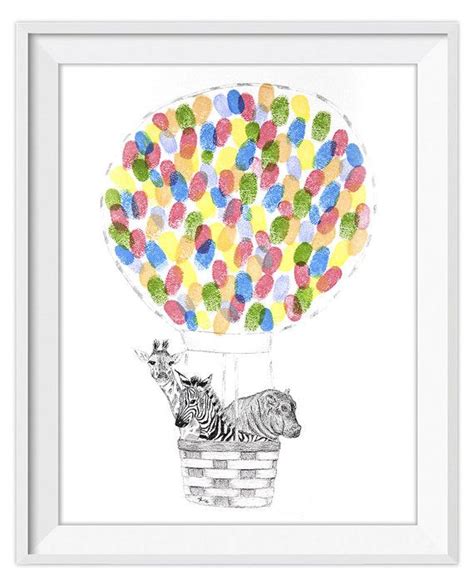 Hot Air Balloon Print Fingerprint Balloons Baby Gift Etsy Printed