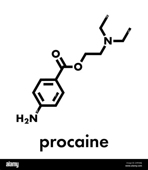 Procaine Topical Anesthetic Drug Molecule Skeletal Formula Stock