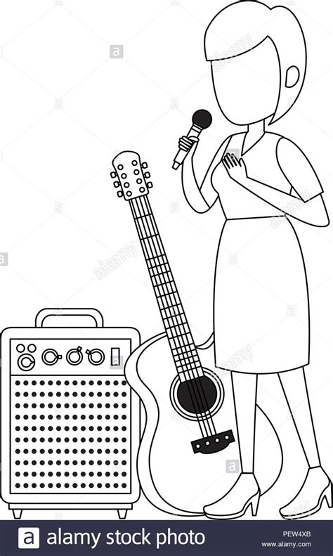 Woman Singing With Microphone Stock Vector Image And Art Alamy