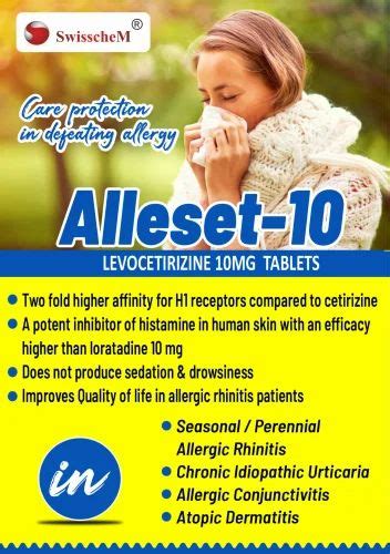 Alleset 10 Tab Levocetirizine 10 Mg Tablets For Hospital At Rs 750box